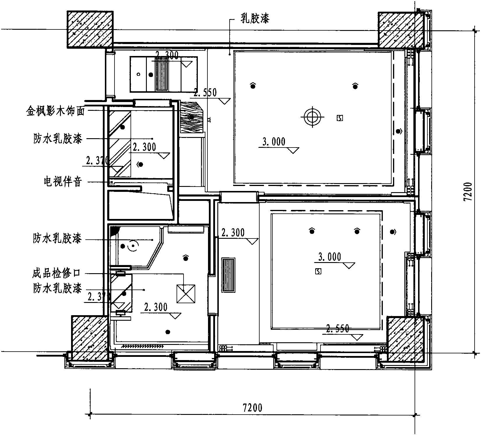 七层套房天花布置图 1:75